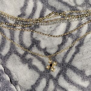 Elegant Gold and Silver Cross Pendant Choker